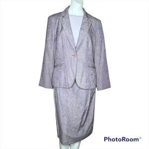 RENA ROWAN Purple Green Floral Blazer Skirt 2 Piece Set